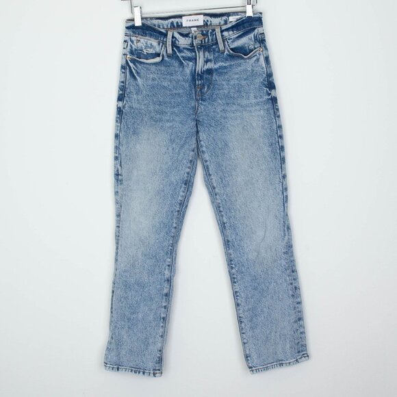 Frame Womens Le High Straight Denim Jeans Size 24 Lombard Wash High Rise Staple - Picture 1 of 8